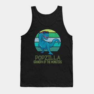 Popzilla Grandpa Of The Monsters Happy Father Day Dinosaur T-rex Saurus Lover Pop Vintage Retro Tank Top